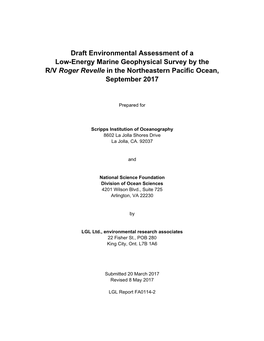 Draft EA Consist of a Corresponding Program at a Different Time with Issuance of an Associated IHA and the No Action Alternative, with No IHA and No Seismic Survey