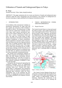 Utilization of Tunnels and Underground Space in Tokyo