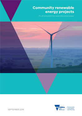 Community Renewable Energy Projects Pilor and Planning Issues Discussion Paper