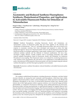 Asymmetric and Reduced Xanthene Fluorophores: Synthesis, Photochemical Properties, and Application to Activatable Fluorescent Probes for Detection of Nitroreductase