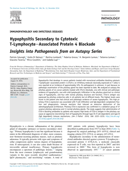 Hypophysitis Secondary to Cytotoxic T-Lymphocyte-Associated Protein 4