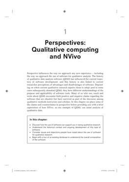 QUALITATIVE DATA ANALYSIS with NVIVO Qualitative Research Purposes and Nvivo
