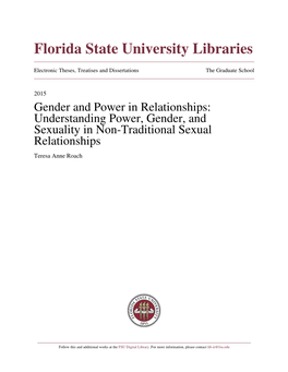 Understanding Power, Gender, and Sexuality in Non-Traditional Sexual Relationships Teresa Anne Roach