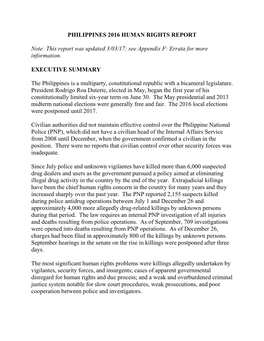 Philippines 2016 Human Rights Report