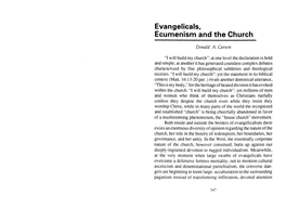 Evangelicals, Ecumenism and the Church