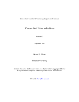 Africa and Africans Brent D. Shaw