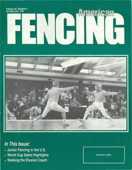 Fencing's Olympic Status Imperiled 23 8Y Paiiiso/1I{ F..D Itorial Offices: 4 Upland Road W'.A