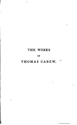 The Works of Thomas Carew