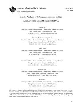 Genetic Analysis of Scleropages Formosus Golden Asian Arowana Using Microsatellite DNA