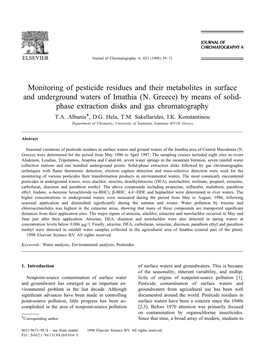 Monitoring of Pesticide Residues and Their Metabolites in Surface and Underground Waters of Imathia (N
