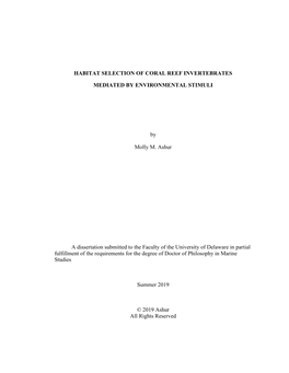 Habitat Selection of Coral Reef Invertebrates