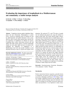 Evaluating the Importance of Trophobiosis in a Mediterranean Ant Community: a Stable Isotope Analysis