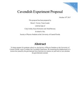 Cavendish Experiment Proposal