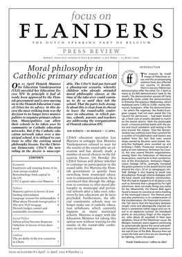 Focus on the DUTCH SPEAKING PART of BELGIUM Press Review Weekly, Does Not Appear in July • Number 13 • 6 April – 12 April 2002