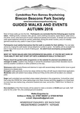 Guided Walks and Events Autumn 2016