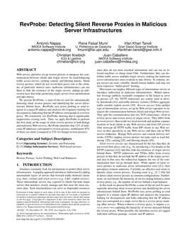 Revprobe: Detecting Silent Reverse Proxies in Malicious Server Infrastructures