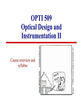 OPTI 509 Optical Design and Instrumentation II