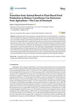 Transition from Animal-Based to Plant-Based Food Production to Reduce Greenhouse Gas Emissions from Agriculture—The Case of Denmark