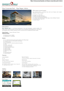 Skye Corporate Park - Vijay Nagar, Indore Office Spaces at Prime Location