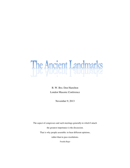 LANDMARKS TALK As Submitted