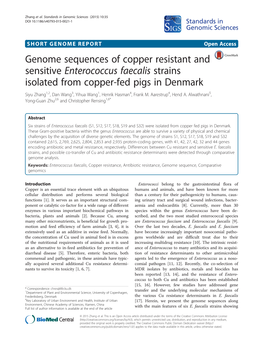 Genome Sequences of Copper Resistant and Sensitive