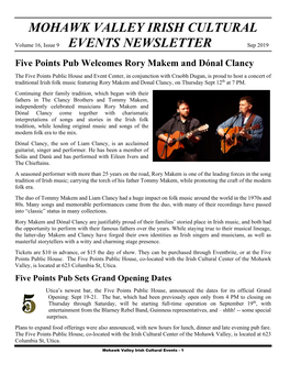 Area Irish Music Events