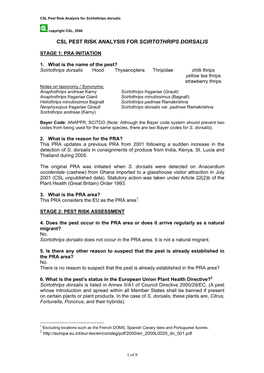 CSL Pest Risk Analysis for Scirtothrips Dorsalis