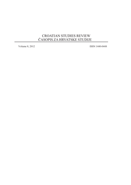 Croatian Studies Review Časopis Za Hrvatske Studije