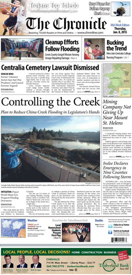 Controlling the Creek Company Not Plan to Reduce China Creek Flooding in Legislature’S Hands Giving up Near Mount St