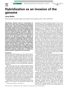 Hybridization As an Invasion of the Genome