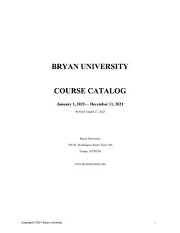 Bryan University Course Catalog