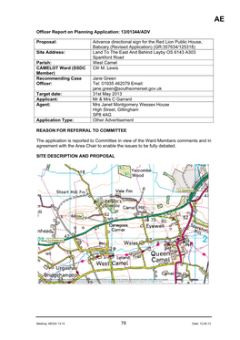 78 Officer Report on Planning Application: 13/01344/ADV Proposal: Advance Directional Sign for the Red Lion Public House, Babc