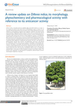 Dillenia Indica, Its Morphology, Phytochemistry and Pharmacological Activity with Reference to Its Anticancer Activity