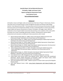 Soil and Watershed Resources Christopher, Haigler and Canyon Creeks Aquatic and Riparian Enhancement Project Tonto National Forests Soils and Watershed Analysis