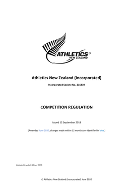 Athletics New Zealand (Incorporated) COMPETITION REGULATION