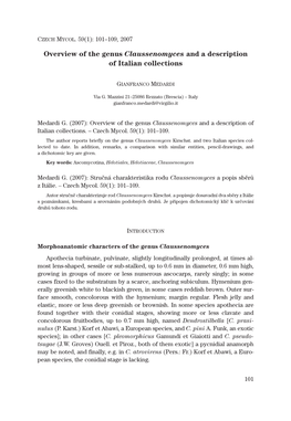 Overview of the Genus Claussenomyces and a Description of Italian Collections