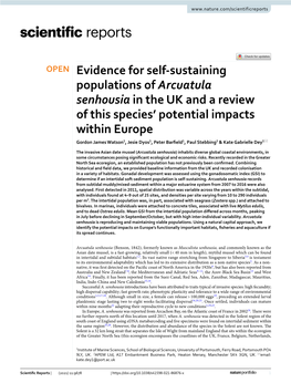 Evidence for Self-Sustaining Populations of Arcuatula Senhousia in the UK and a Review of This Species' Potential Impacts With