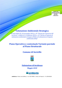 Valutazione Ambientale Strategica Piano Operativo E Contestuale