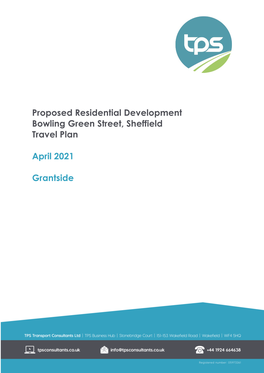 Proposed Residential Development Bowling Green Street, Sheffield Travel Plan