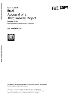 Brazil Appraisal of a Third Railway Project(Fepasa) Organization of Fepasa