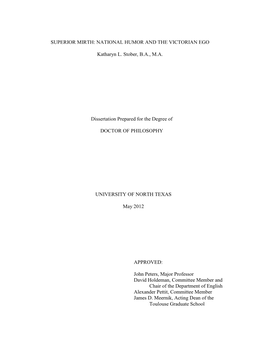 Superior Mirth: National Humor and the Victorian Ego