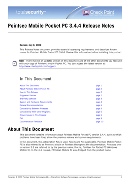 Pointsec Mobile Pocket PC 3.4.4 Release Notes