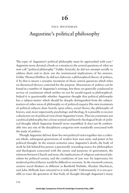 Augustine's Political Philosophy