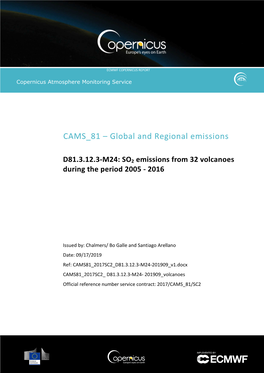 SO2 Emissions from 32 Volcanoes During the Period 2005 - 2016