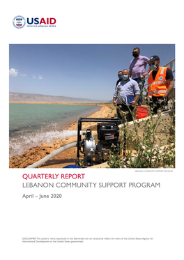 QUARTERLY REPORT LEBANON COMMUNITY SUPPORT PROGRAM April – June 2020