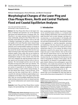 Morphological Changes of the Lower Ping and Chao Phraya Rivers, North and Central Thailand