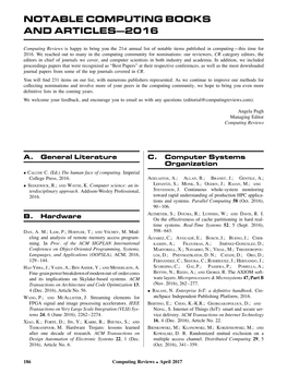 Notable Computing Books and Articles—2016