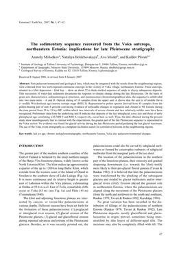 The Sedimentary Sequence Recovered from the Voka Outcrops, Northeastern Estonia: Implications for Late Pleistocene Stratigraphy