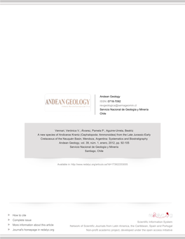 (Cephalopoda: Ammonoidea) from the Late Jurassic-Early Cretaceous of the Neuquén Basin, Mendoza, Argentina: Systematics and Biostratigraphy Andean Geology, Vol