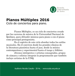 Pianos Múltiples 2016 Ciclo De Conciertos Para Piano